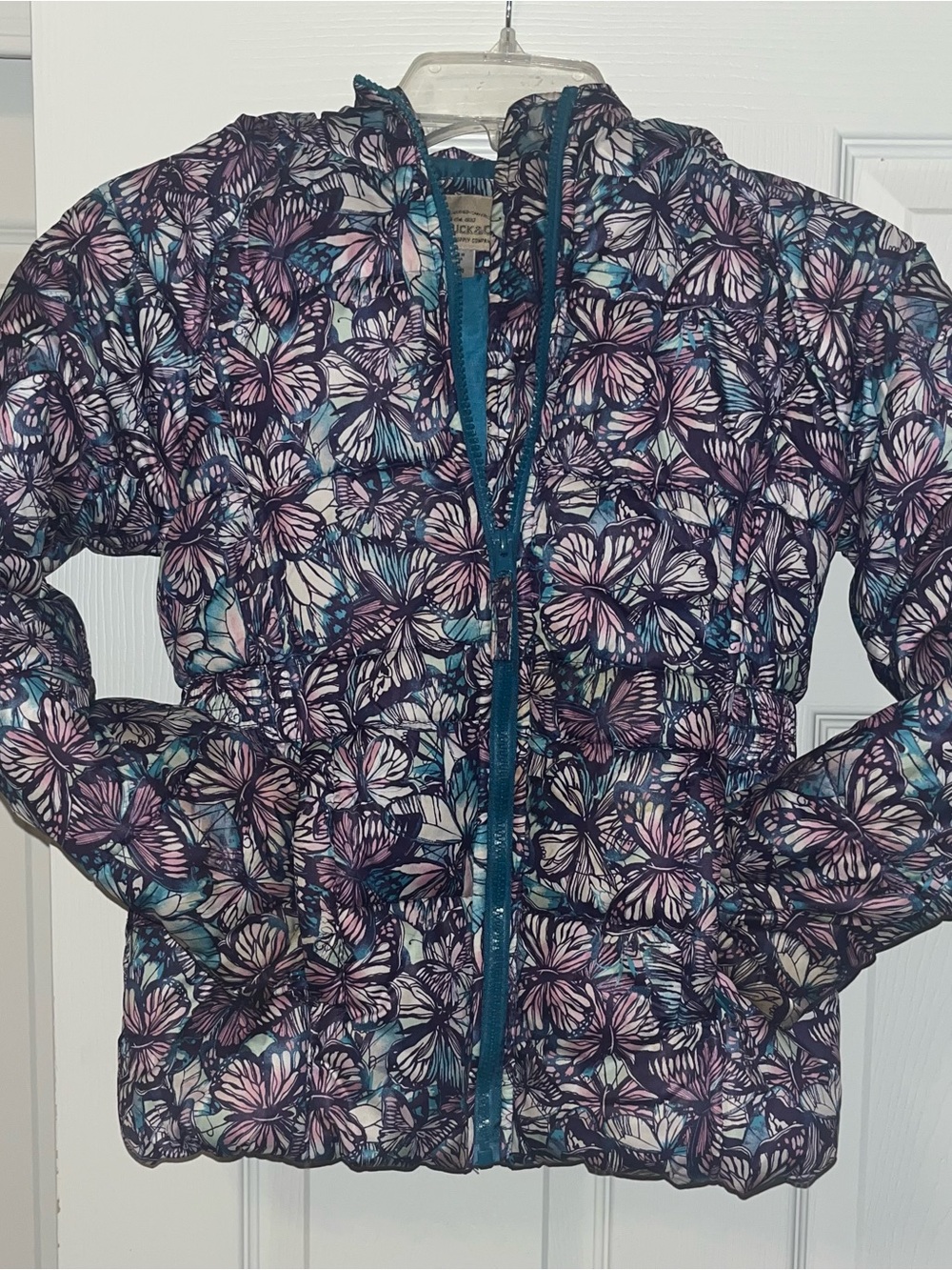 Girls' Floral Butterfly Packable Raincoat / Snow jacket - Blue/Purple